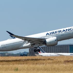 An Air France Airbus A350 lifts off from Paris Charles de Gaulle